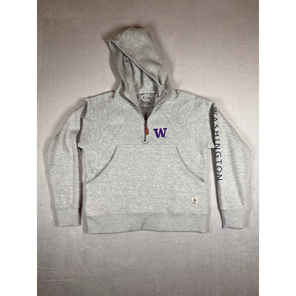 University of Washington Huskies Gray Quarter Zip Pressbox Hoodie Womens Medium